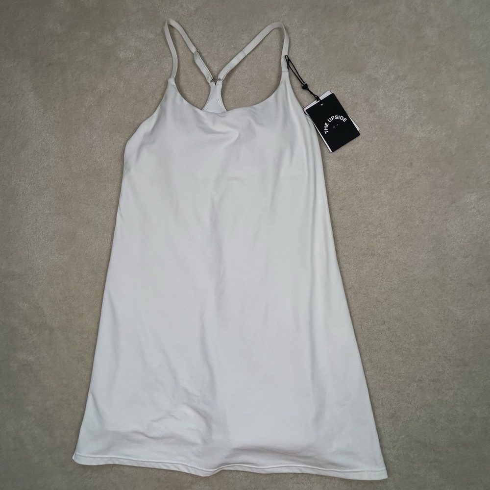 The Upside Womens Small Peached Brooklyn Dress Sleeveless White Built In Shorts